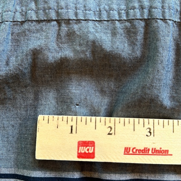 Great short sleeve button up by Original Penguin. Men’s medium; blue w stripes - Picture 6 of 8